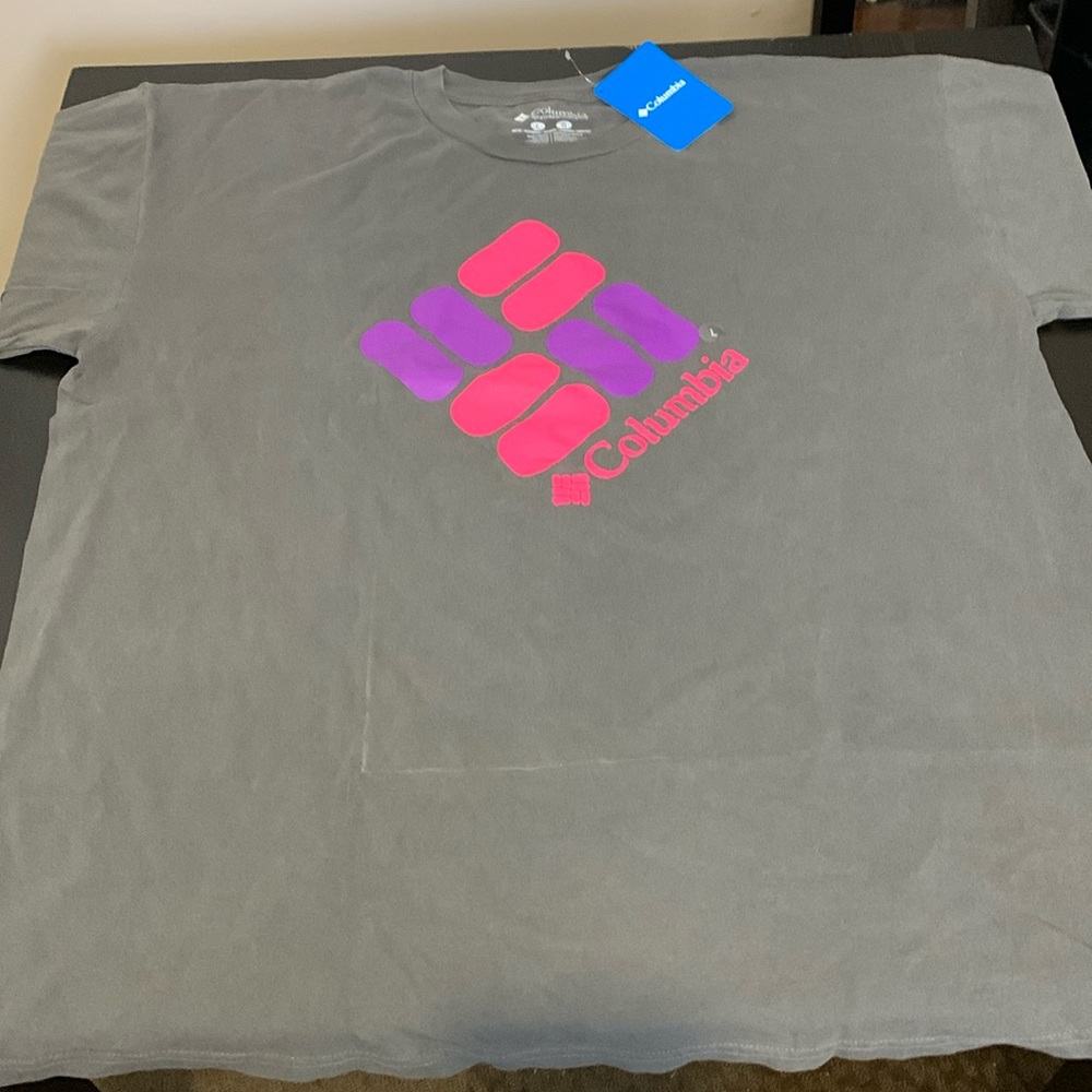 New Columbia T Shirt Grey 100% Cotton